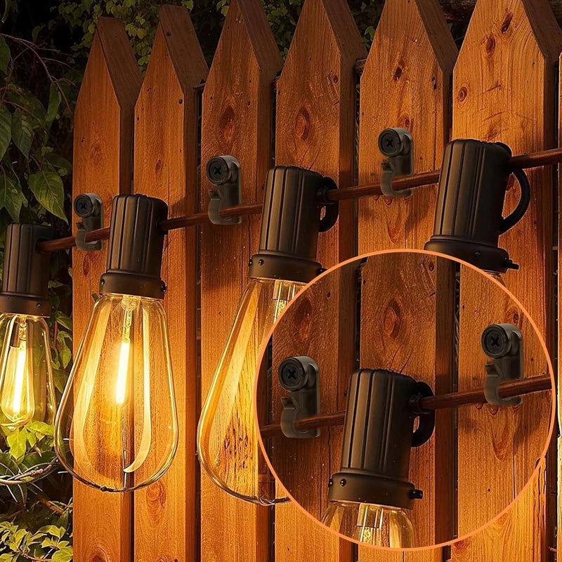 Dapute 50 Pack Hooks for Outdoor String Lights, Christmas Light Clips bulk with Screw, Weatherproof Light Hanger Hooks for Hanging Christmas Lights,Wall Cable,Fairy Lights on Fence Patio Gutter (Black) - Image 2